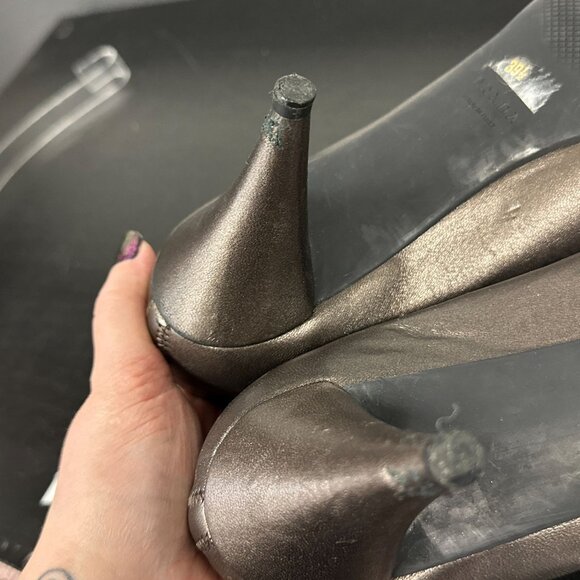 Prada Calzature Donna Mary Jane Heels Graphite Black Strappy Womens Size 39.5 - Picture 7 of 11